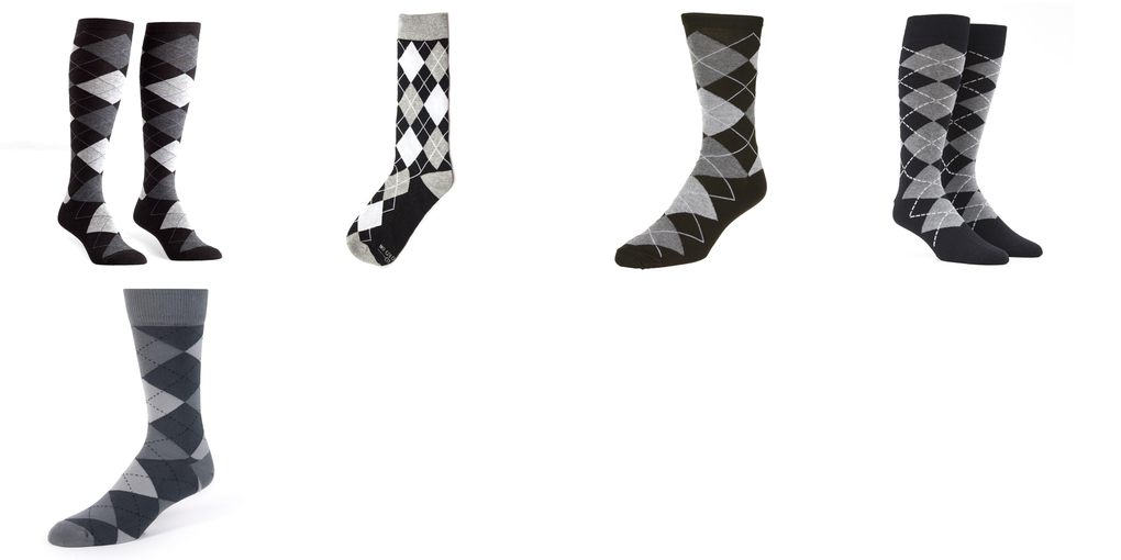 black and white argyle socks